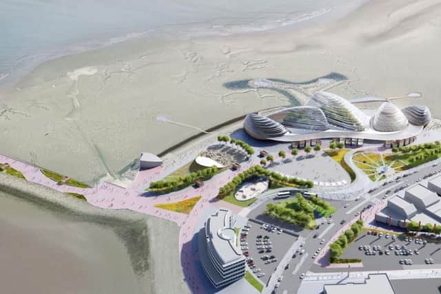 An artists impression of Eden Project North, a proposed new attraction for Morecambe . Credit: Grimshaw Architects