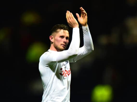 Alan Browne salutes the Preston North End fans after the win over Blackburn