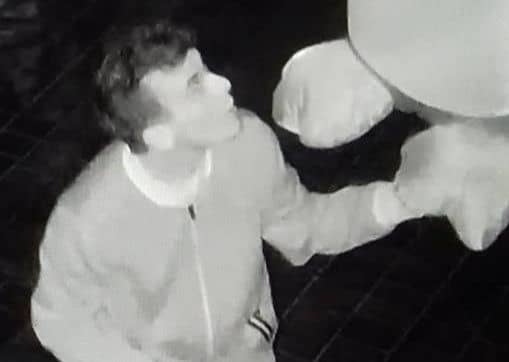 An image taken from the CCTV at Denver Peel's home which caught the vandalism taking place.