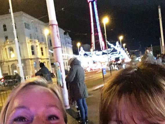 Carol Cheers (left) with work colleague and friend Vicky Walmsley walking the lights for Rosemere Cancer Foundation