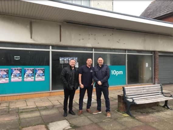 L-R: Warren Ward (owner), David Dean (builder) and Neil Anyon (architect), outside the former supermarket building in Liverpool Road, Penwortham