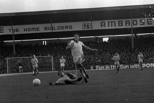 Preston North End striker Michael Robinson in action against Burnley in 1978