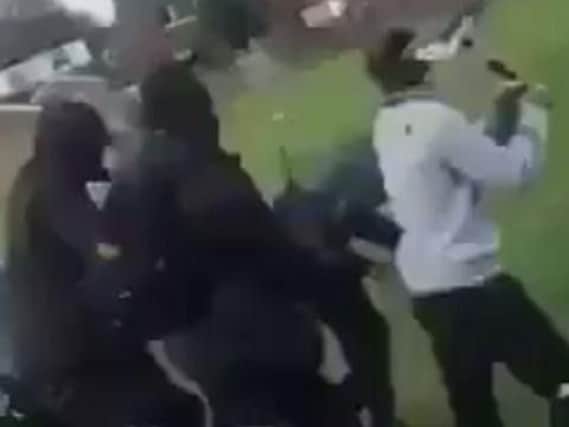 A screengrab from the video showing the attack on the boy in Longton Park