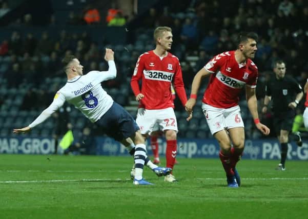 Alan Browne scored for PNE against Middlesbrough in midweek