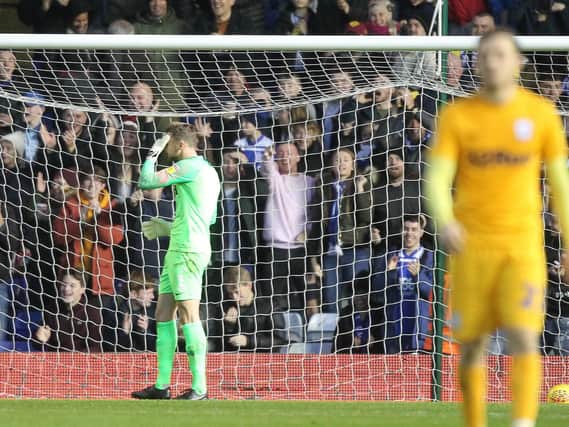 Preston goalkeeper Declan Rudd after conceding the first goal against Birmingham