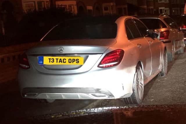 The Mercedes was stopped in Preston and the driver was arrested.  Credit: Lancs Road Police