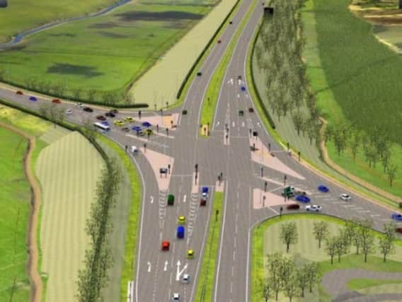 An aerial view of the proposed Poulton junction of the new A585 bypass - with a roundabout idea now replaced by traffic lights