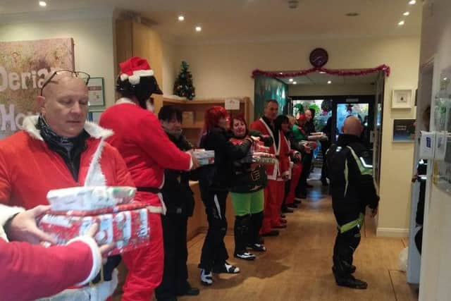 Rivington Barn Bikers delivered presents to Derian House