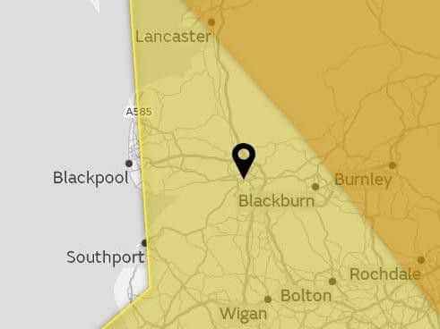 A yellow weather warning is in place for Lancashire this weekend.