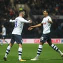 Alan Browne celebrates Preston's opening goal against Millwall with Lukas Nmecha