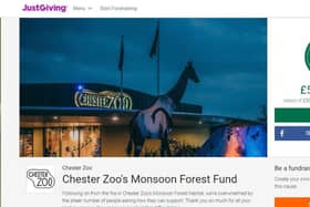 Screen grabbed image taken from the JustGiving page as of 12.45pm today of Chetser Zoo's fundraising campaign