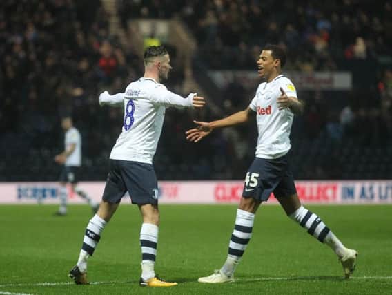 Lukas Nmecha rushes to congratulate Alan Browne after he opens the scoring against Millwall