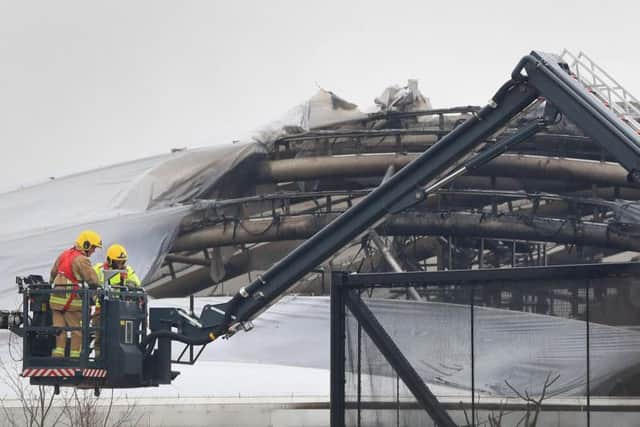 Firefighters at Chester Zoo after a fire broke