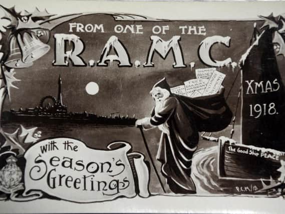 Christmas card sent home from soldiers still  on the Western Front after teh end of the First World War in 1918