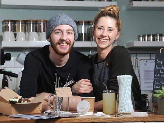 Gareth Hodgson and Bernice Newton from Town House Coffee and Brew Bar on Friargate are using plastic free straws, cutlery and coffee cups to help combat plastic waste