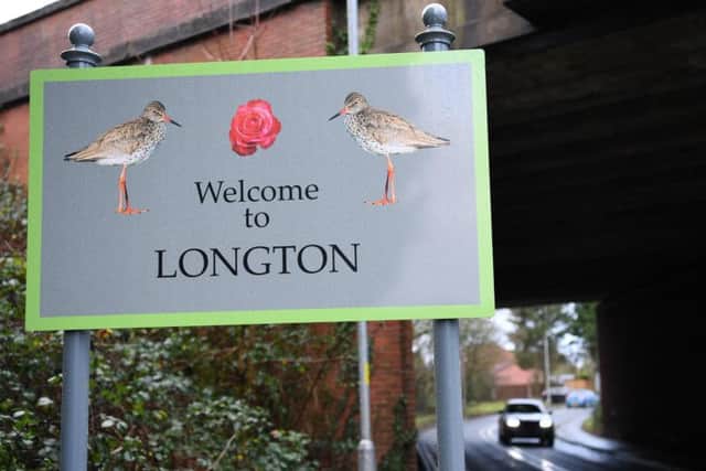 The Longton sign, which has triggered debate over village boundaries