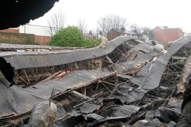 The scene inside the devastated building