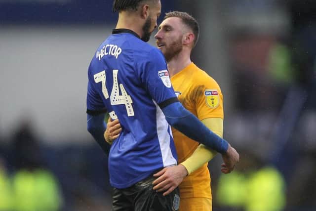 Louis Moult squares up with match-winner Michael Hector