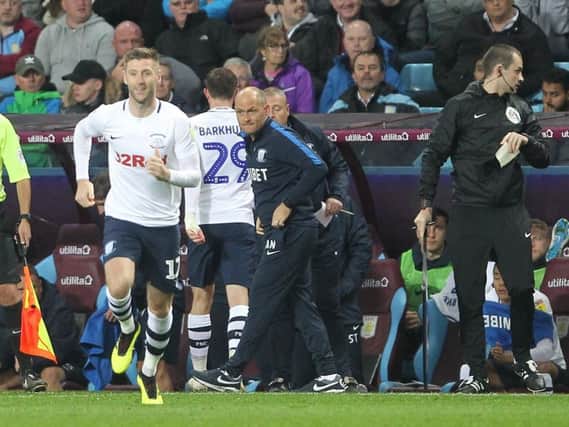 Paul Gallagher enters the field at Villa Park on a night where all three PNE substitutes scored