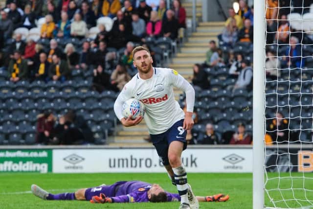 Louis Moult celebrates his late equaliser at Hull