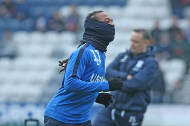 Johnson warms up ahead of the game against Hull