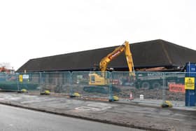 Work underway at The Range in Preston, which has involved the demolition of a glass pyramid