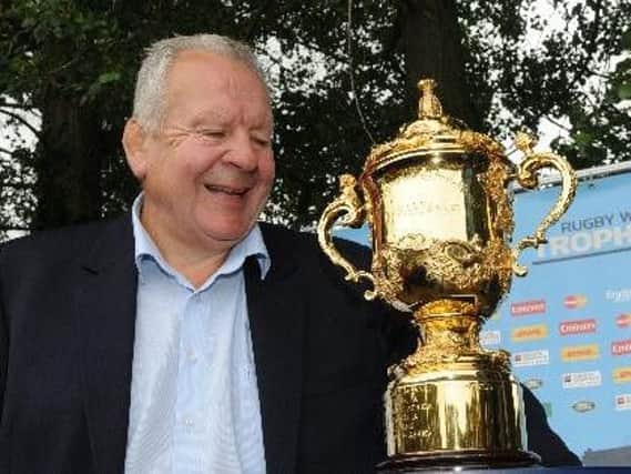 Sir Bill Beaumont with the Rugby World Cup