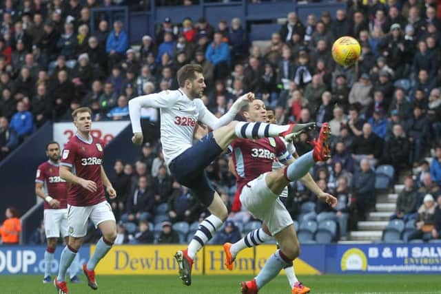 Tom Barkhuizen lifts a shot too high in Preston's draw with Aston Villa