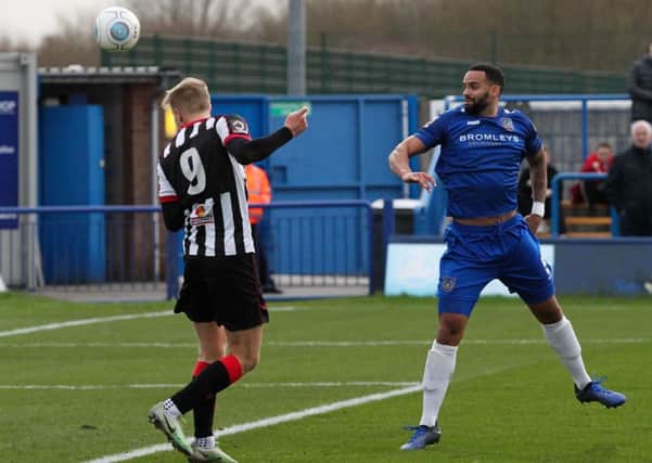 Marcus Carver scores for Chorley in the first half. Photo credit Josh Vosper