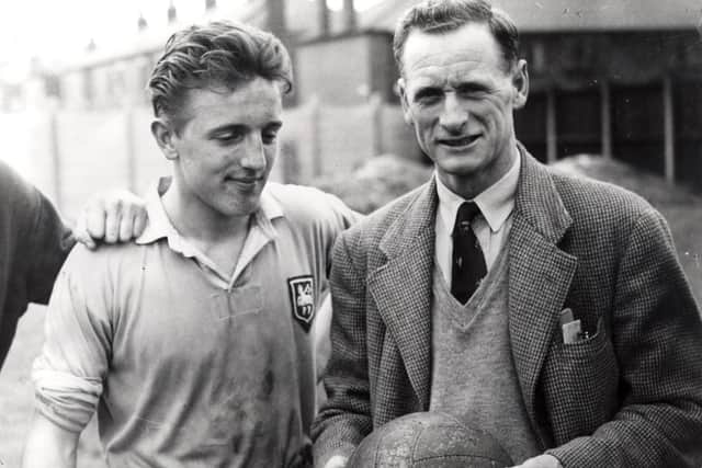 Peter Thompson as a youngster with Sir Tom Finney