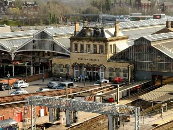 Preston Railway Station where a man had to be rescued from the track