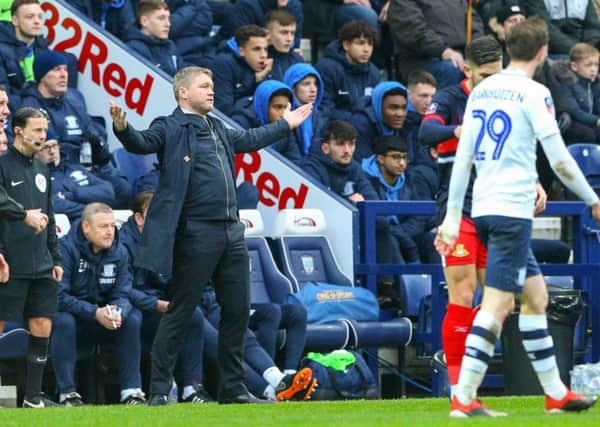 Doncaster boss Grant McCann on the touchline at Deepdale on Sunday