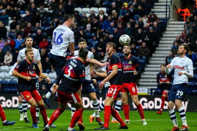 Andrew Hughes heads home PNE's equaliser