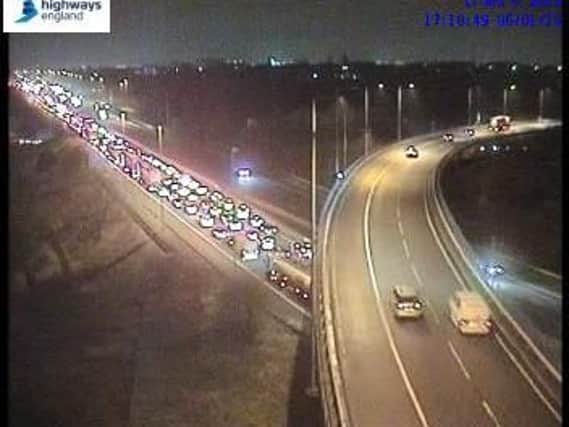 Traffic queuing on the M6 southbound (photo Highways England).