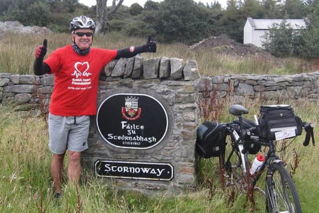 Michael Coleran, of Garstang, during his previous cycle challenge, from Isle of Wight to Isle of Lewis