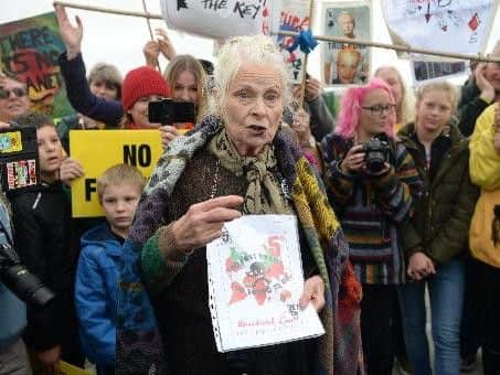 Campaigners, including fashion designer Vivienne Westwood, has staged protest outside the Little Plumpton site