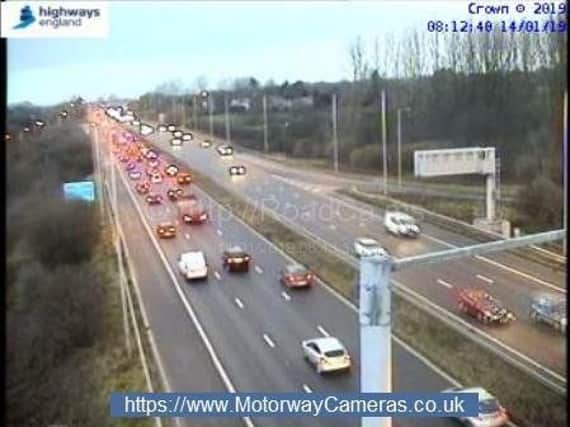 Severe traffic on the M6 near Leyland.