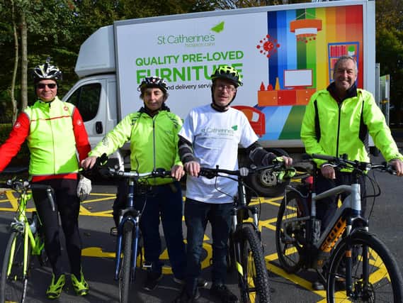 St Catherines Hospice Chorley furniture shop manager Mark Piotrowski with volunteers David Topping, Carl Whittle and Martyn Slowinski ahead of their Guild Wheel sponsored bike ride