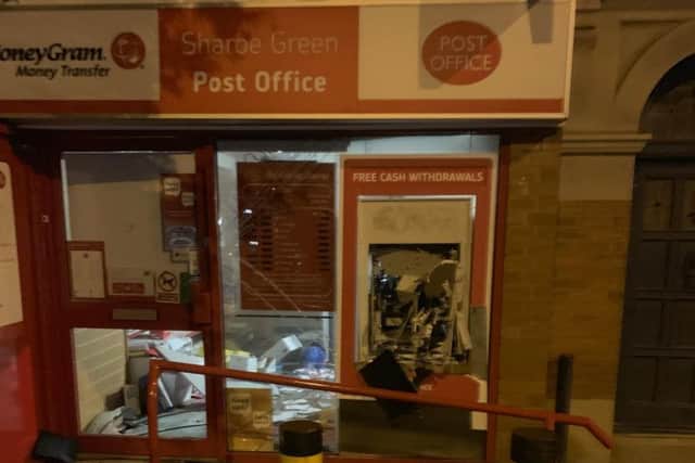 The Sharoe Green Post Office has suffered extensive damage after criminals exploded a cash machine at 11.40pm on Wednesday, January 17.