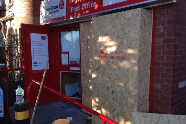 The Post Office in Garstang Road, Fulwood the morning after the raid.