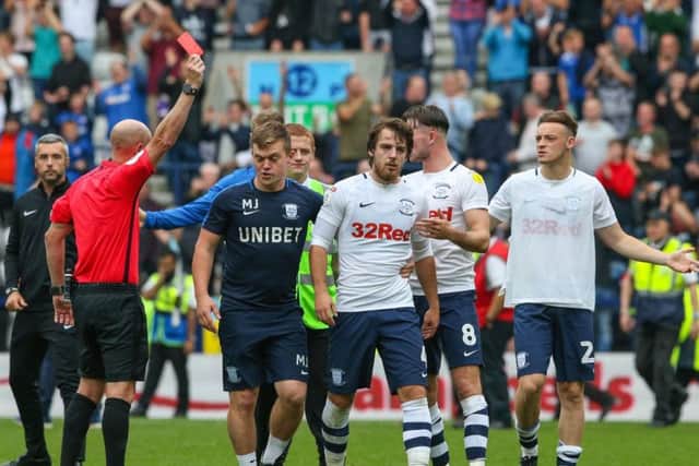 Pearson's other red card came for a clash with Joe Williams at the final whistle of the Deepdale draw against Bolton