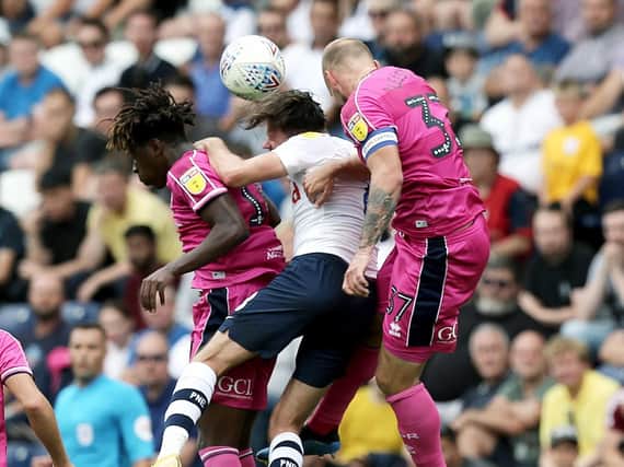 Preston's Alan Browne battles with Queens Park Rangers' Eberechi Eze (left) and Toni Leistner during the game at Deepdale earlier in the season