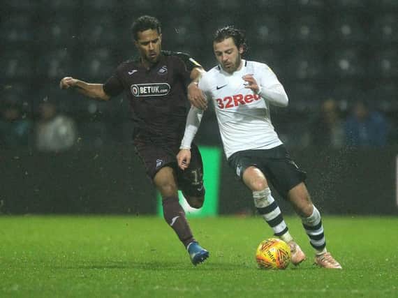 Ben Pearson in action on his return from suspension against Swansea