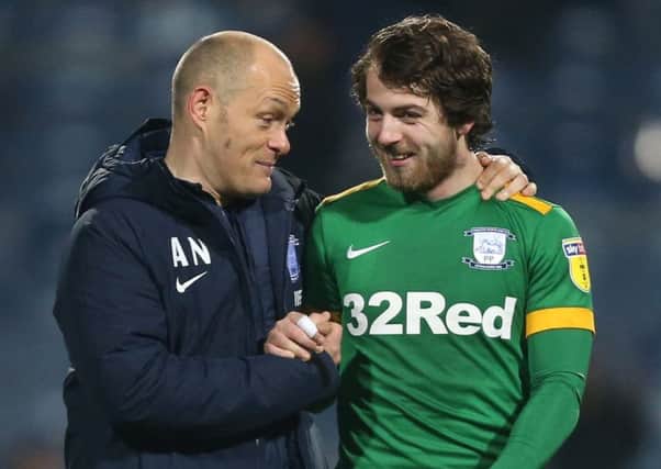 North End boss Alex Neil with Ben Pearson at the end of the win over QPR