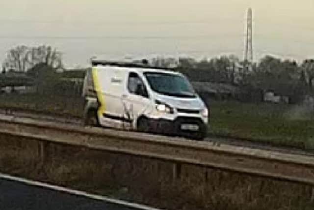 Police are trying to trace the driver of this van, who witnessed the fatal M58 crash on January 8.
