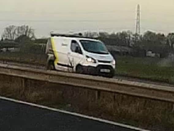 Police are trying to trace the driver of this van, who witnessed the fatal M58 crash on January 8.