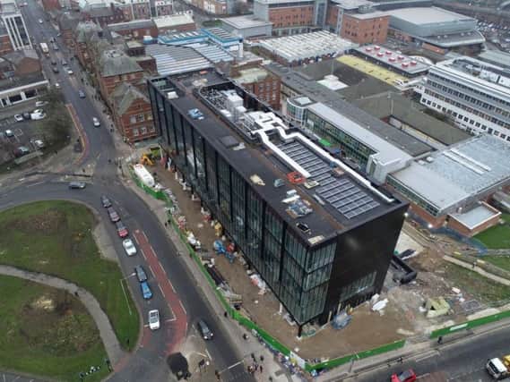 UCLan's Engineering Innovation Centre from the sky