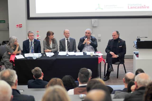 Lancashire City of Culture bid workshop. Laurie Peake, Super Slow Way; Lancashire County Councillor, Michael Green; Angie Ridgwell Chief Executive, Lancashire County Council; Joel Arber, Pro-Vice Chancellor, UCLan; Andrew Dixon, consultant; Tony Attard OBE; Rachel McQueen.