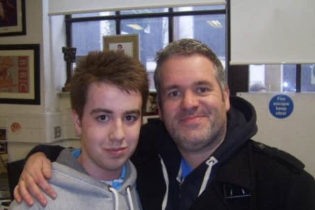 Tom Green, of Preston, with his idol, Chris Moyles, as part of the 10 year challenge on social media
