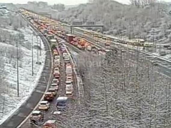 Traffic joining the southbound M61 at junction nine